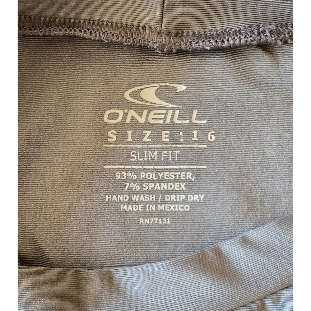 O'Neill Rash Guard Sun Surf Shirt Youth 16 Gray UPF 50+ Slim Fit Coastal Beach